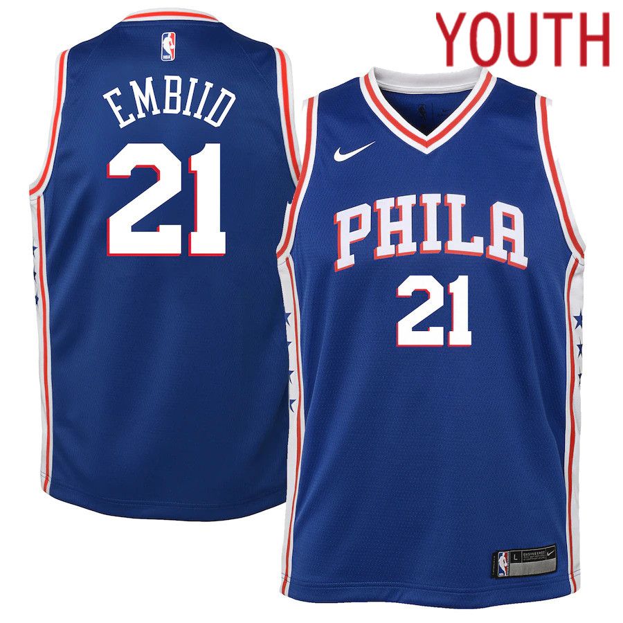 Youth Philadelphia 76ers #21 Joel Embiid Nike Royal Swingman NBA Jersey->youth nba jersey->Youth Jersey